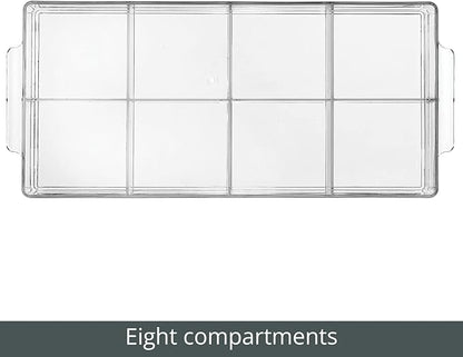 mDesign Plastic Condiment Organizer and Tea Bag Holder - 8-Compartment Kitchen Pantry/Countertop Storage Caddy - Divided Chip, Snack, Oatmeal Packet Holder - Lumiere Collection - Clear