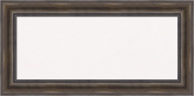 Amanti Art White Cork Board for Wall, 17x35 Vision Board with Brown Wood Frame, Medium Corkboard Office Decor for Home Organization, Country Rustic Corkboard Pinboard to Display Items for Home