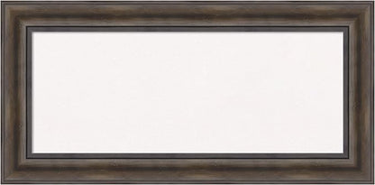 Amanti Art White Cork Board for Wall, 17x35 Vision Board with Brown Wood Frame, Medium Corkboard Office Decor for Home Organization, Country Rustic Corkboard Pinboard to Display Items for Home