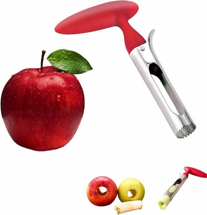 Premium Stainless Steel Apple Corer - Easy Use & Dishwasher Safe, Multi-Fruit Core Remover with Ergonomic Handle for Apples, Pears, Tomatoes & Cupcakes | Durable Kitchen Tool (Red)