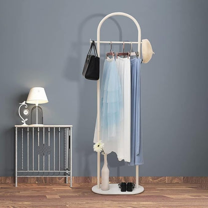 Gold Clothing Rack Marble Base Metal Modern Coat Rack Stand Clothes Rack Stand for Bedroom Standing Garment Rack Heavy Duty Coat Hanger Rack Stand for Bag, Hat, Scarf, Jacket Beige White
