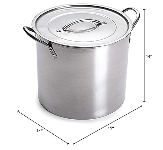 5 Gallon Stainless Steel Stock Pot with Lid, 12.5 x 12.5 x 11.5