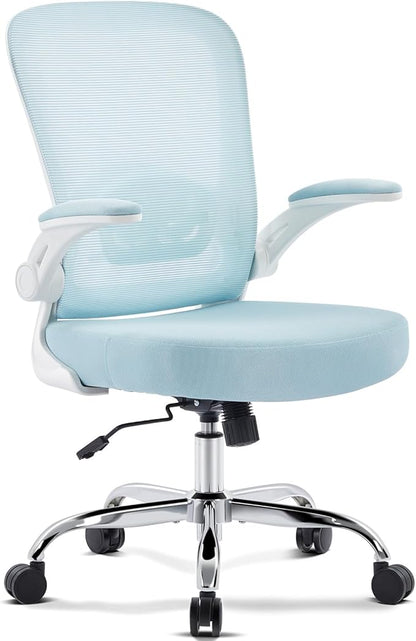 Office Chair,Ergonomic Mesh Desk Chair with Adjustable Lumbar Support,Computer Chair with Flip-up Armrests, Rolling Executive Chairs, Home Office Chair(Blue)
