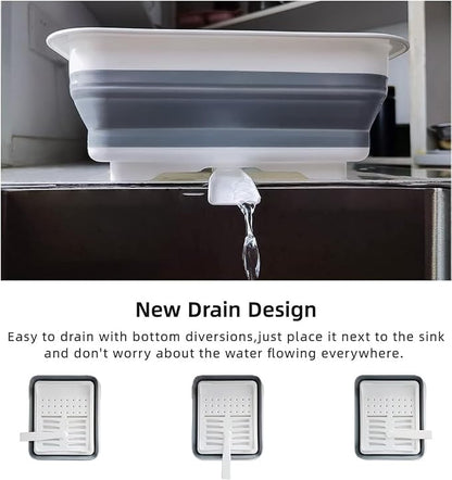 THANSTAR Collapsible Dish Drying Rack for RV Kitchen, Foldable Drainer Organizer for Kitchen Countertop, Space Saving Portable Dish Rack for Campers, Travel Trailer & Small Spaces, Easy Storage, Grey