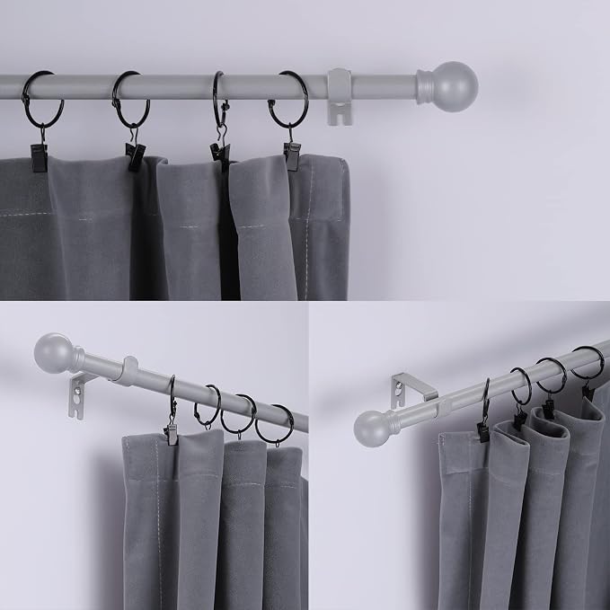 Thestoa Curtain Rods for Windows 30-62 Inch, 5/8" Brushed Nickel, Stainless Steel Small Curtain Rods for Bedroom, Living Room, Kitchen, Farmhouse, Outdoor