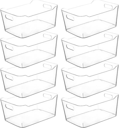 Clear Extra Large Plastic Storage Bins, Pantry Organizers and Storage Containers Fridge Organizer Bins for Organizing Home, Kitchen Organization. Bathroom, Refrigerator, Freezer, Laundry Room