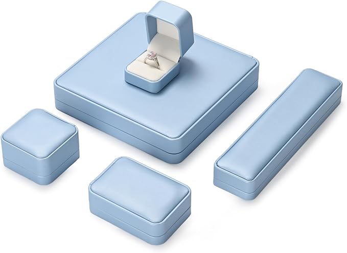 Leather Earring Gift Box Jewelry Gift Boxes Earrings Case Showcase Display for Birthday, Wedding, Mother's Day, Valentine's Day Gifts(Blue)