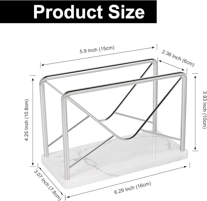 Modern Mail Holder for Home Office, Metal Letter Organizer Sorter for Desk, Cutout Mail Envelope Design, Bill Filling Paper Document Rack, Envelope Storage Rack with Marble Base (Chrome)