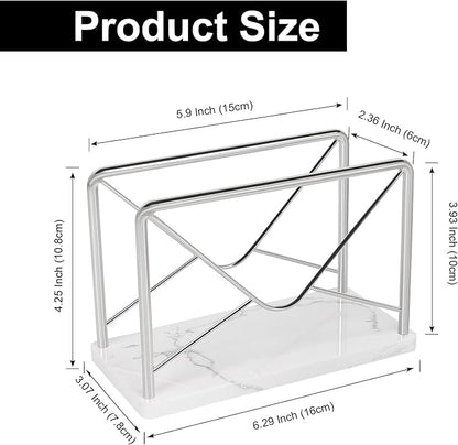 Modern Mail Holder for Home Office, Metal Letter Organizer Sorter for Desk, Cutout Mail Envelope Design, Bill Filling Paper Document Rack, Envelope Storage Rack with Marble Base (Chrome)