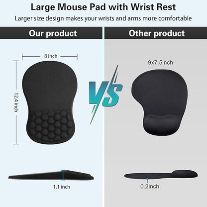 Mouse Pad with Wrist Rest, Canjoy Ergonomic Mouse Pad Computer Wrist Support with Massage Design & Non-Slip PU Base, Comfortable Mousepad for Office Desk Accessories