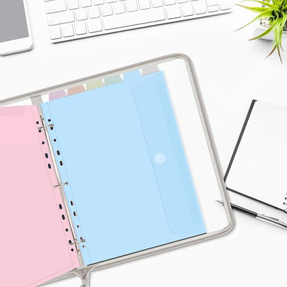 Uquelic Document Organizer, Soft PVC Binder with 12 Colorful Pockets - Zipper Binder 3 Ring with Dividers Letter Size (11'' x 8.5'')-Large Capacity Cute Folder for School, Office & Home Use (Grey)