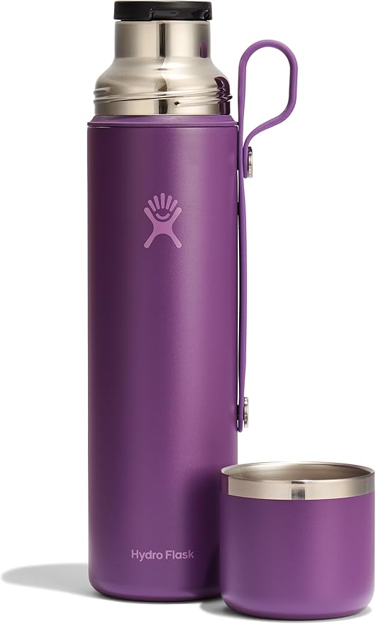Hydro Flask Hot Flask & Cup – Insulated Stainless Steel, Hot Drink Travel Container for Coffee 36 Oz Beachplum Purple