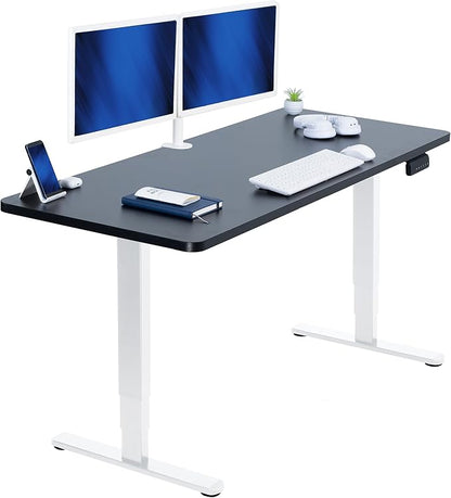 VIVO Electric 60 x 24 in Dual Motor Sit Stand Desk, Memory Height Adjustment, 2B Series, Black Top White Frame, DESK-KIT-2W6B