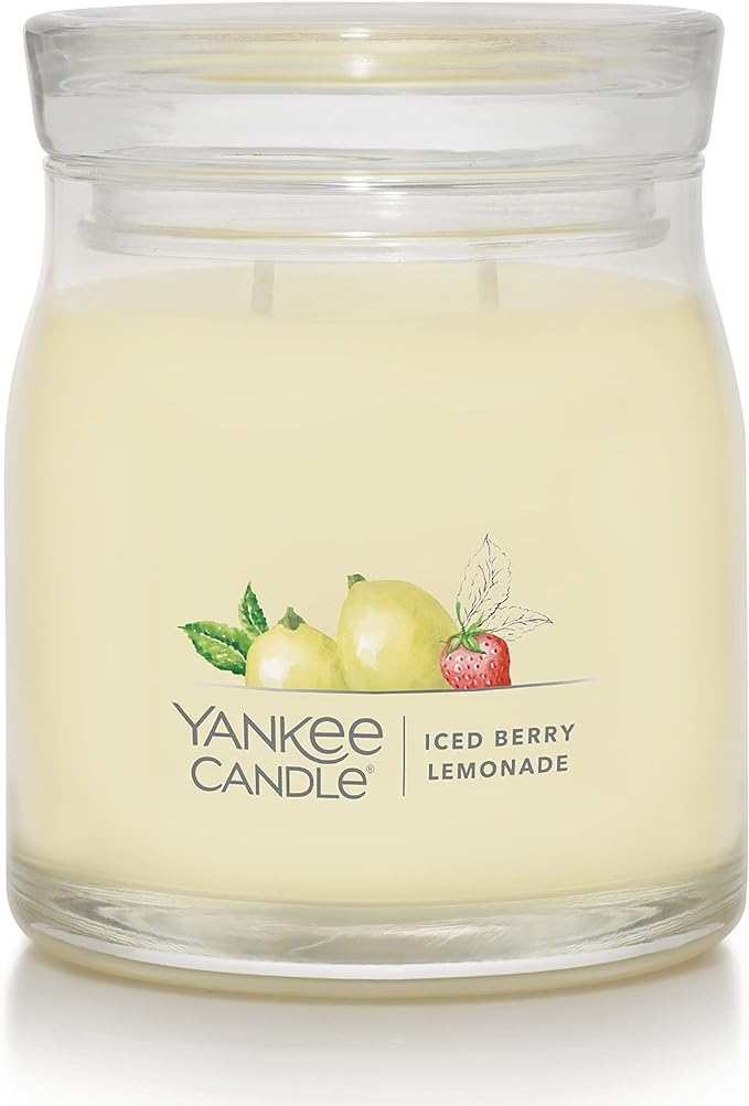 Yankee CandleIced Berry Lemonade Scented Signature 13oz Medium Jar 2-Wick Candle Over 35 Hours of Burn Time