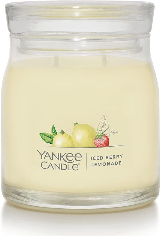 Yankee CandleIced Berry Lemonade Scented Signature 13oz Medium Jar 2-Wick Candle Over 35 Hours of Burn Time