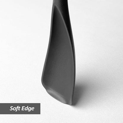 Cooking Spoon for Nonstick Cookwares, VOVOLY Silicone Spoon for Mixing, Scoop, and Scrape,Seamless Design, 12.6'', 2 Pack, Black
