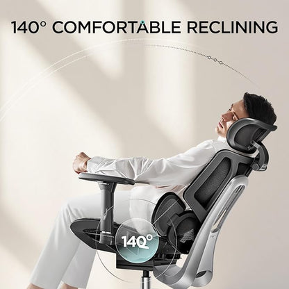 Hbada E3 Air Ergonomic Office Chair, Big and Tall Office Chair - with 3-Zone Dynamic Lumbar Support, 3D Adjustable Headrest, 3D Adjustable Armrests, Swivel Computer Chair, Black(No Footrest)