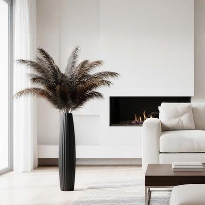 Floor Vases, Tall Floor Vase 23.6 inch (60CM, 1.96FT) Tall Vases, Sturdy Black Vase for Living Room Decor, Resin Black