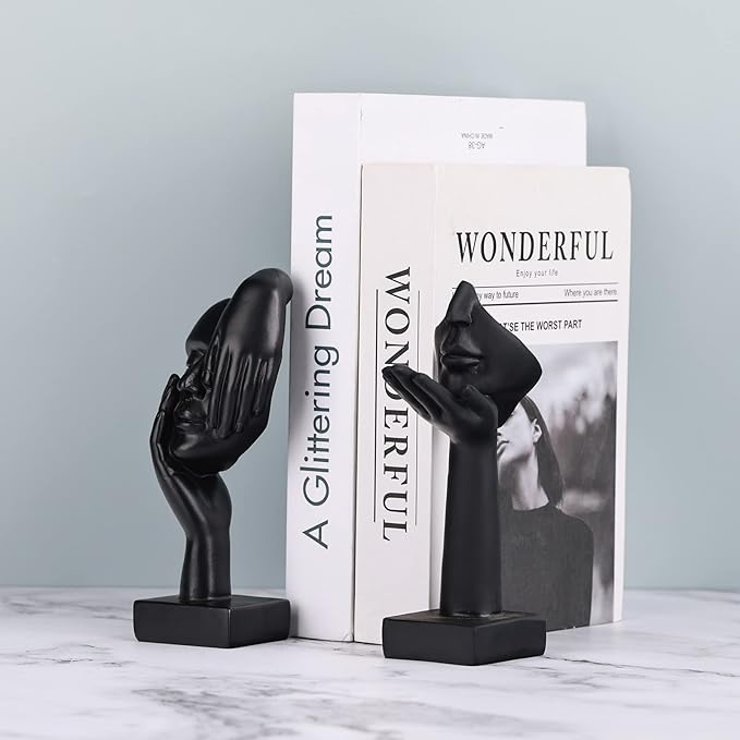 oliruim 6.5" H Black Art Thinker Figurines 2 PCS, Abstract Small Statues Home Accent Decor for Shelf, Office Desk, Living Room, Knick Knacks Decorations for Shelves (2 PCS Black)