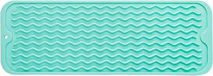 Silicone Dish Drying Mat for Multiple Usage,Easy clean,Eco-friendly,Heat-resistant Silicone Mat for Kitchen Counter,Sink,Bar,Bottle,or Cup Mint M 17 inches x 6 inches