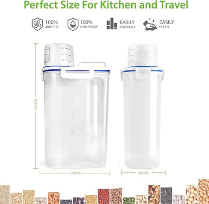 Viretec Rice Storage Container, 3 to 5Lbs Dry Food Airtight Container, Pet Dog Cat Food Canister, BPA Free Clear Plastic Kitchen and Pantry Organization Bin for Oatmeal, Grain, Cereal, Pasta, Flour