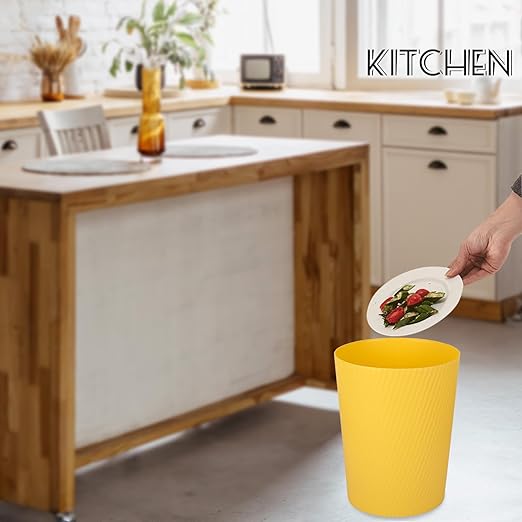 UUJOLY Small Trash Can Wastebasket Garbage Can Container Bins for Bathrooms, Laundry Room, Kitchens, Offices, Kids Rooms, Dorms (Yellow)