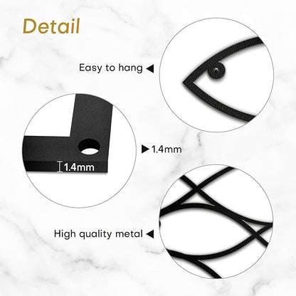 SIGNLEADER Metal Wall Art Decor Fish Minimalist Modern Abstract Wall Sculpture Hangings Home Decoration for Living Room, Bedroom, Bathroom, Kitchen, Outdoor - 18" Black