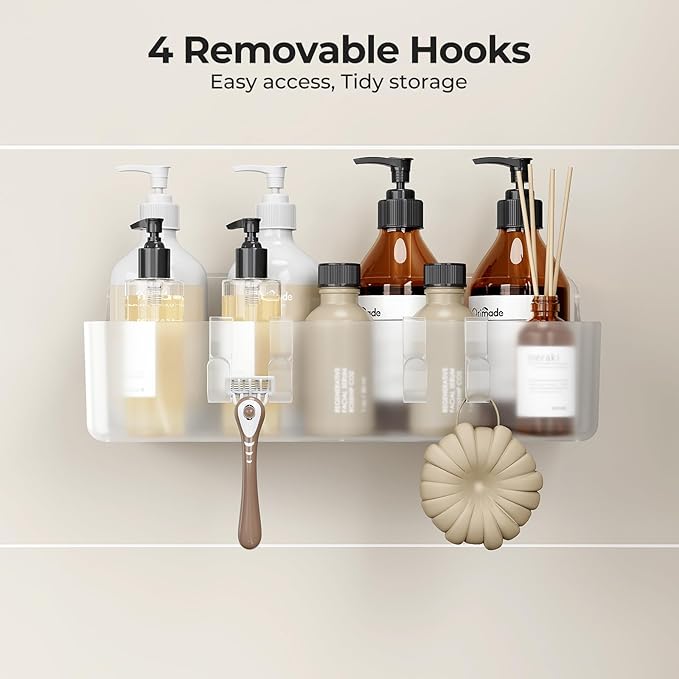Orimade Shower Caddy 3-Pack, No-Drill Adhesive Shelves for Bathroom, Rustproof ABS Storage Organizer Set, Clear