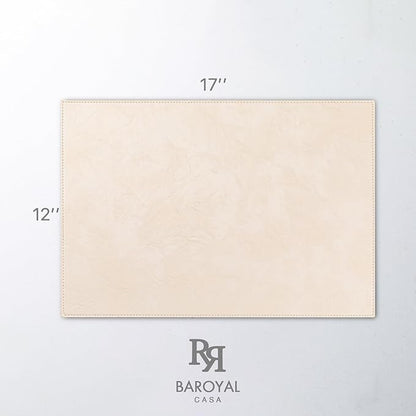 Faux Leather Placemats Set of 6 Vinyl Washable Wipeable Table Mats for Kitchen Dining Table Heat Resistant Waterproof Modern Indoor/Outdoor Placemats Non-Slip Easy Clean Place Mats (Beige)
