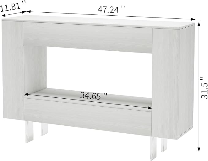 47" Narrow Console Table with Hidden Side Storage Cabinets, Adjustable Shelves, Modern Entryway Sofa Table for Behind The Couch, Living Room, Hallway, White