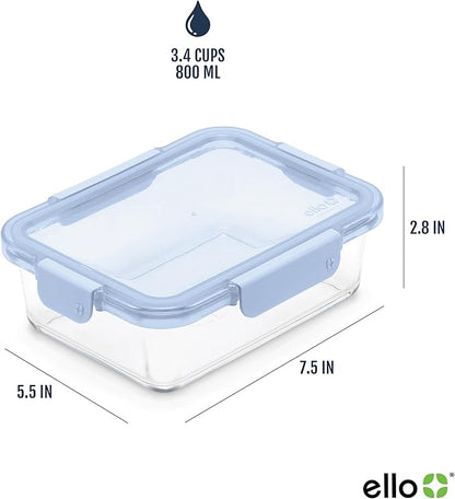Ello Color Lock Glass Meal Prep Sets Leak-Proof Glass Food Storage Containers with Airtight BPA-Free Plastic Lids, Dishwasher, Microwave, and Freezer Safe