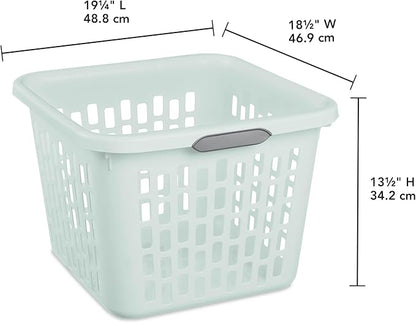 Sterilite Laundry Basket, Plastic Clothes Hamper, Large Square Bin with Comfort Grip Handles and Reinforced Rim, 1.5 Bushel Capacity, Mint, 12 Pack