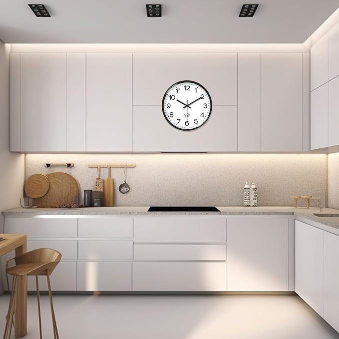 XNM Small Wall Clock Modern Wall Clocks Battery Operated 10 Inch Silent Non Ticking Classic Analog Wall Clocks for Living Room Kitchen Bedroom Decor