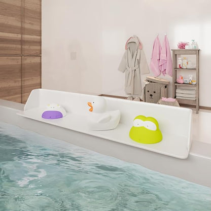 Little Splasher Original PlayPad, Bathtub Splash Guard Play Shelf - Toy Tray Caddy Holder Storage - Suction Cups Attach to Bath Tub - No Mess Water Spill in Bathroom for Toddlers Kids Baby (White)