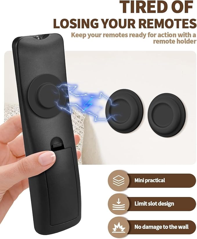 6 Pack Magnetic Remote Control Holder – Upgraded Silicone Magnetic Wall Mount for TV, Fan & Air Conditioner Remotes – Self-Adhesive, No-Drill Remote Control Holder Wall Mount (Circle Grey)
