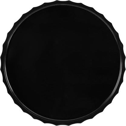 Kate and Laurel Lissi Decorative Round Tray with Wavy Design, 16 Inch Diameter, Black, Modern Scalloped Circle Serving for Coffee Table Ottoman, Dining Table, or Entryway Catch-All
