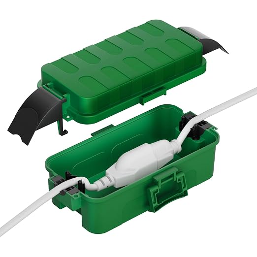 Flemoon IP55 Small Outdoor Electrical Box Waterproof (Inner 5.9 x 3.2 x 1.8inch), Extension Cord Cover with Detachable Awning Covers for Plug, Outlet, Holiday Lights, Green