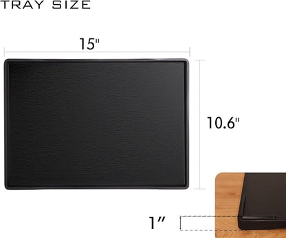 Black Serving Tray (15 x 10.6 inch), Large Tray for Serving Accessory, Snack, Dessert, Spa, Coffee, Drinks, Tea, Bar, Party, Seasoning, Perfume and Display Use.