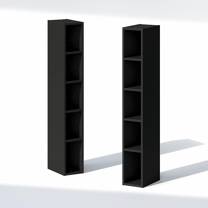 Furinno Fulda 10-Tier Closet Organizers and Storage, Open Shelf, Storage Organizer, 6-Inch Width, for Closet, Bedroom, Blackwood