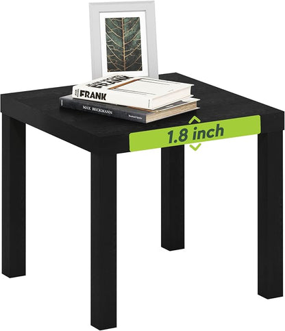 Furinno Classic Side Table, Square Modern End Table with 1.8 Thick Tabletop, Simple Night Stand, Bedside Table, Toolless Assembly, for Living Room, Bedroom, Classic Black