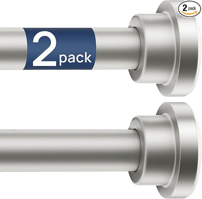 ENJOYBASICS 2 Pack Adjustable Spring Tension Curtain Rods 32 to 54 Inches, Stainless Steel Nickel Shower Rod No Drilling for Window, Bathroom, Closet, Room Divider, 7/8" Diameter