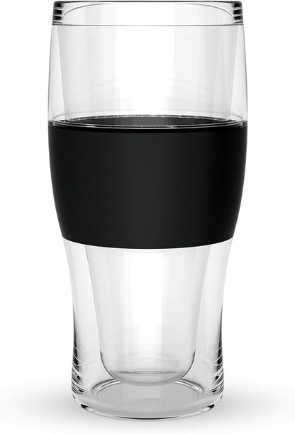 Host FREEZE Beer Glasses, Frozen Beer Mugs, Freezable Pint Glass Set, Insulated Pint Glass to Keep Your Drinks Cold, Double Walled Insulated Glasses, Tumbler for Iced Coffee, 16oz, Set of 2, Black