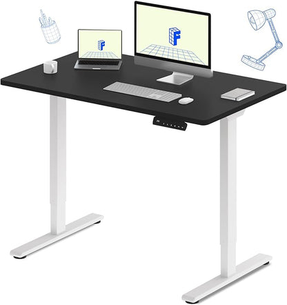 FLEXISPOT E3 Dual Motor Electric Standing Desk 48 x 30 Sit Stand Up Desk, Holds 220 lbs, Adjustable Height w/Memory Presets, One-Piece Black Desktop & White Frame, Ships in 2 Boxes