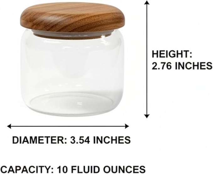 2-Pack 10 fl oz Wide Mouth Mason Jars with Spoon & Labels, Acacia Wood Lids & Press Seal, No Plastic, for Pantry, Coffee, Yogurt, Candy, Spice Storage.