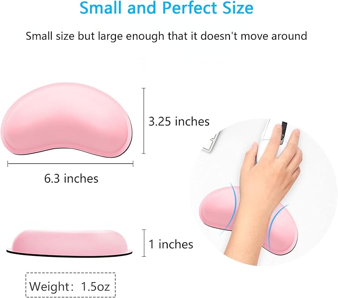 Dapesuom Mouse Wrist Rest, Ergonomic Memory Foam Mouse Wrist for Computer Desk Mats Support, PU Leather Hand Rest Pad Cushion for Gaming, Laptop, Men, Women, Pain Relief & Easy Typing, Pink