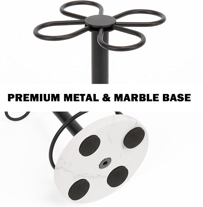 Toothbrush Holder Stand for Bathroom, Metal Toothbrush Organizer with Marble Base, Toothbrush Storage Collection for Family, Suitable for Home Hotel Countertop Vanity (Small, Matte Black)