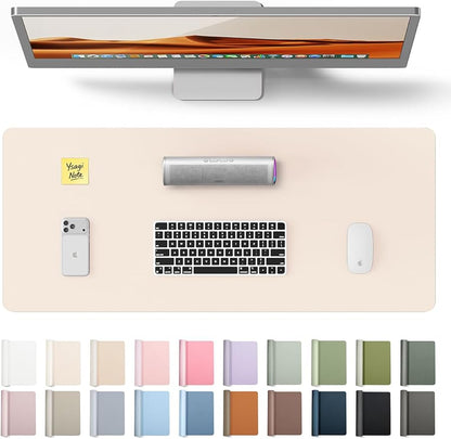 YSAGi Leather Desk Pad Protector, Office Desk Mat, Large Mouse Pad, Non-Slip PU Leather Desk Blotter, Laptop Desk Pad, Waterproof Desk Writing Pad for Office and Home (Cream, 23.6" x 13.8")