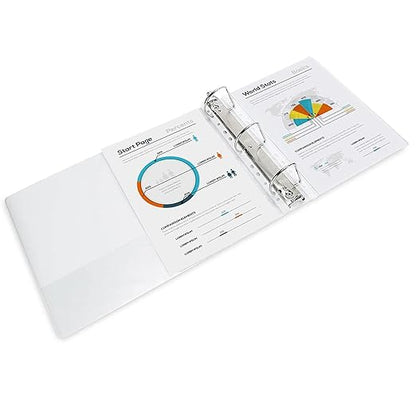 Amazon Basics 3 Ring Binders, 3 Inch D-Ring Organizer for School, Home Office, Paper Storage, White, 2 Pack