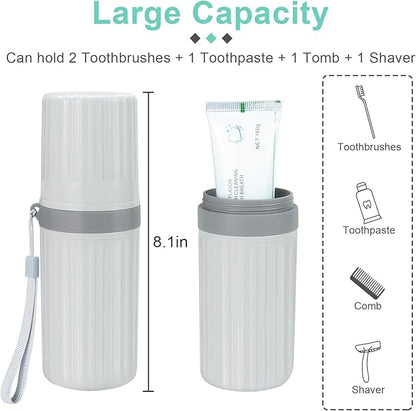 Mulbozy Travel Toothbrush Holder, Large Travel Toothbrush Cup Case, Portable Travel Toothbrush Toothpaste Makeup Storage for Business Trip Camping School - Gray