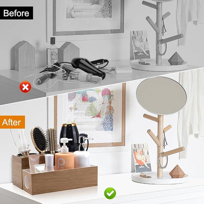 GFWARE Hair Tool Organizer - Bathroom Vanity Organizers and Storage, Hair Styling Accessories Hot Tools Organizer Hair Dryer, Blow Dryer, Curling Iron, Flat Iron, Hair Straightener, Wood